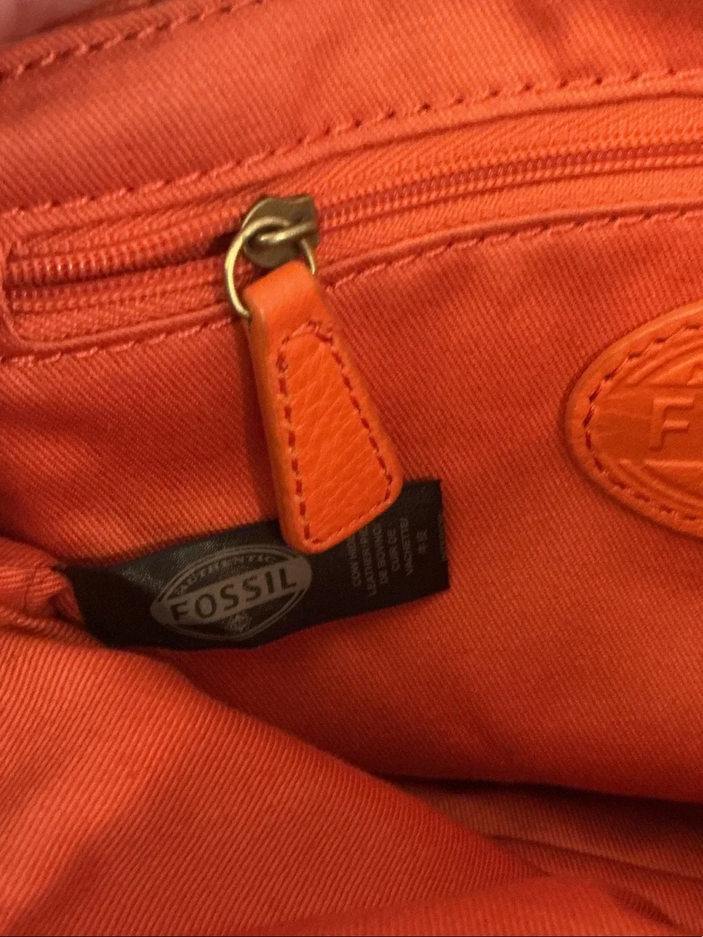 Fossil Orange Leather Crossbody Purse - Picture 5 of 7